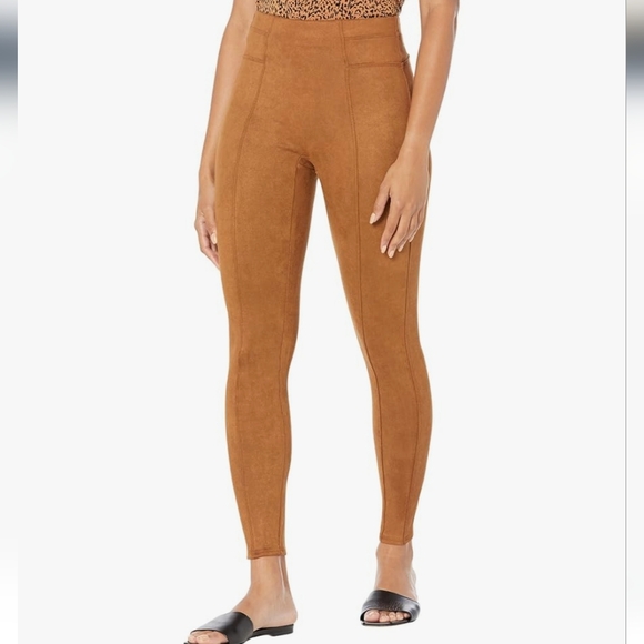 Spanx Faux Suede Leggings In Rich Camel Size Small - Picture 1 of 7